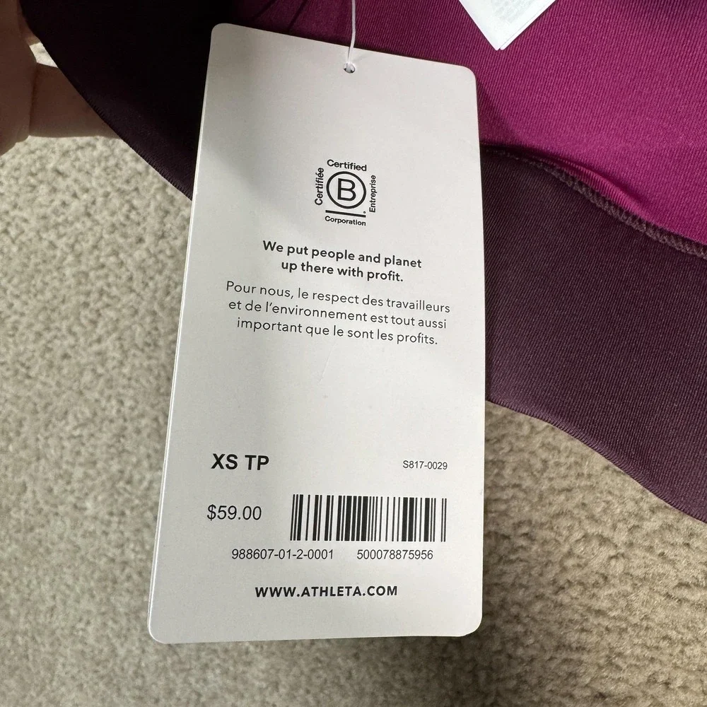 Athleta Coastline Bikini Top Womens XS Pink Purple Colorblock Swim Strappy‎ A-C